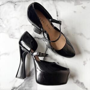 Gianni Bini Quincy Black Patent Platform Mary Jane Pumps Size 9